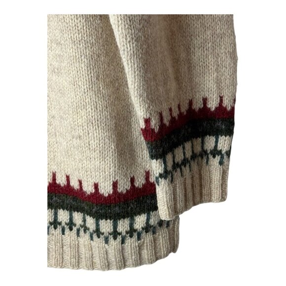 Moda‎ International Sweater Men Medium Beige Wool Knit Vintage Fair Isle Nordic - Picture 4 of 9